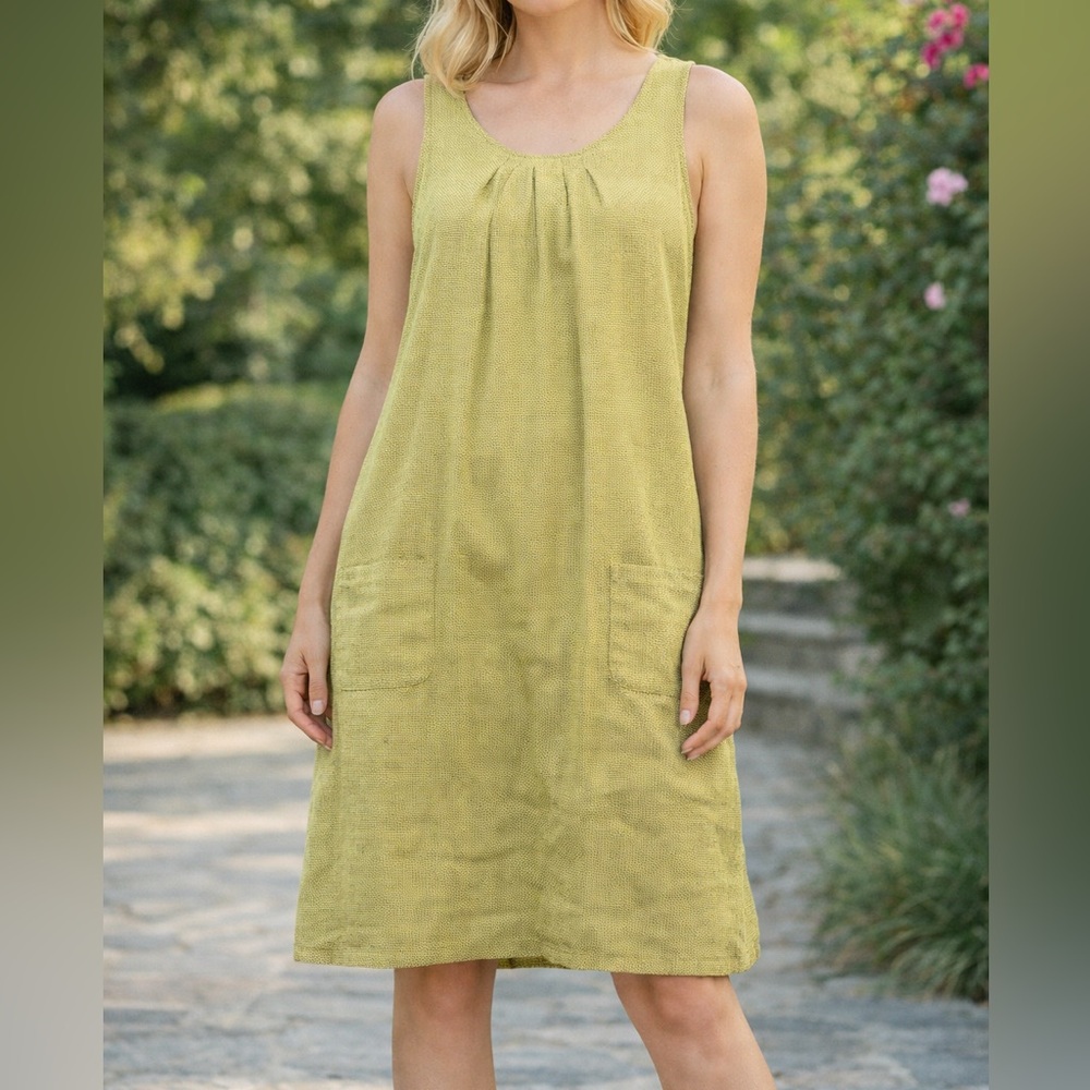 Cut Loose Butter Yellow Polka Dot Sleeveless Lagenlook Mini Tunic Dress